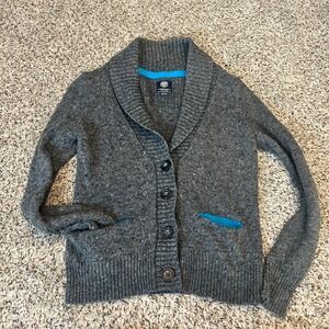 American Eagle Outfitters Cardigan Sweater Shawl Collar Gray Speckled Knit‎ Sz M